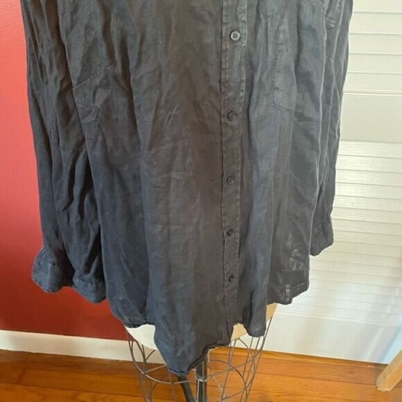H & M | black linen long sleeve oversized button up XL - Picture 3 of 8